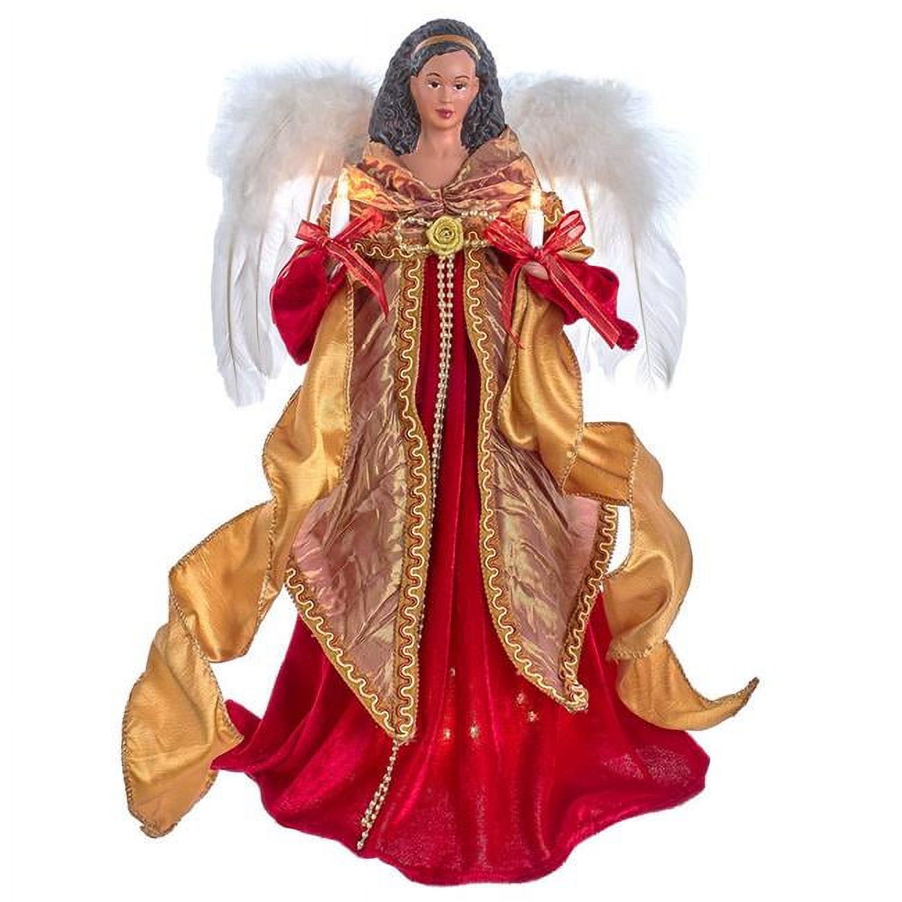 16 in. Red, Gold & Black Angel Tree Topper