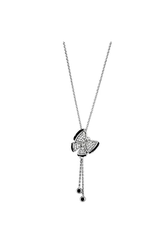 16 in. Rhodium & Ruthenium Brass Necklace with AAA Grade CZ, Black Diamond