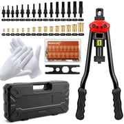 16 in Rivet Nut Tool Kit, Heavy-Duty Rivet Nut Gun with 18 Mandrel Sets, 15 Metric & SAE Sizes, 280 Rivet Nuts, Stroke Gauge & Carrying Case