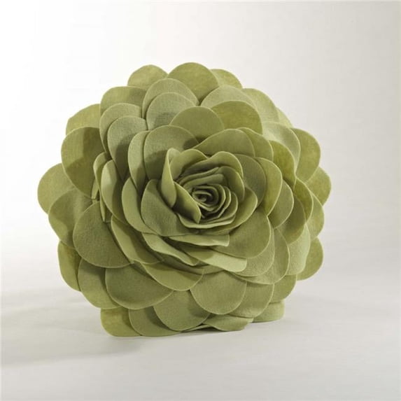 16 in. Rose Flower Design Poly Filled Throw Pillow, Lime