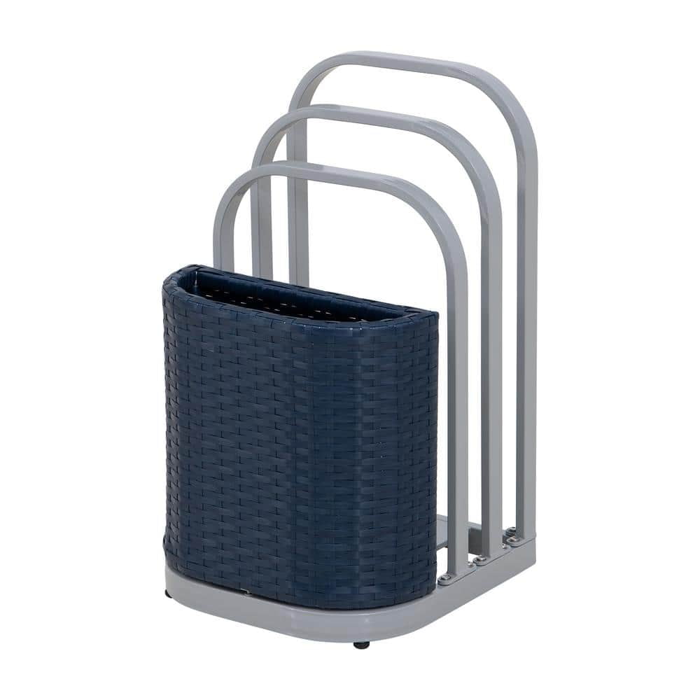 16 in. Rust-proof Aluminum Pool Float Storage Rack, Wicker Poolside ...