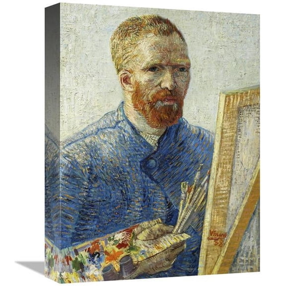 16 in. Self Portrait in Front of Easel Art Print - Vincent Van Gogh