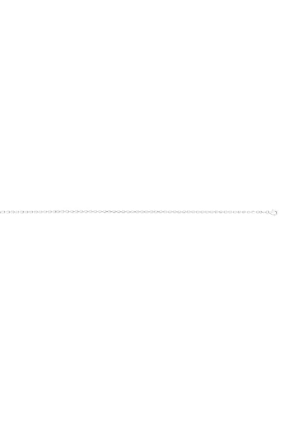 16 in. Silver with Rhodium 2.3 mm Polished Cube Chain & Pear Shaped Lobster Clasp