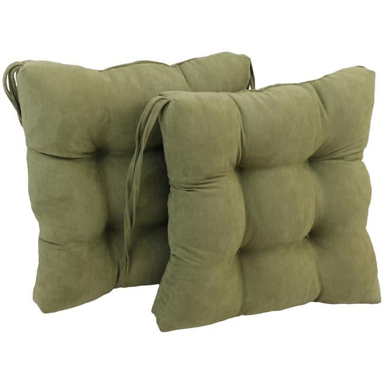 16 in. Solid Microsuede Square Tufted Chair Cushions, Sage Green Set
