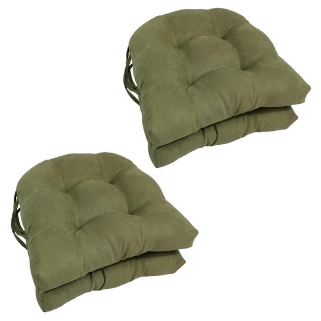 16 in. Solid Microsuede UShaped Tufted Chair Cushions, Sage Green