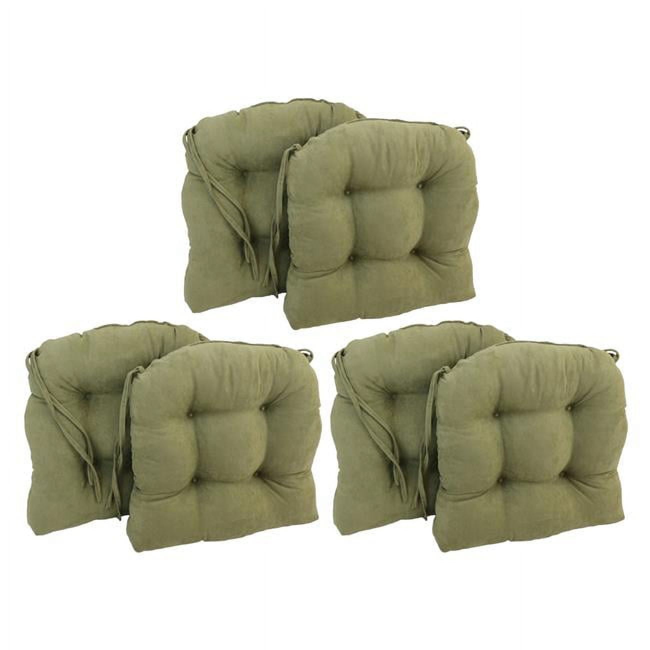 16 in. Solid Microsuede UShaped Tufted Chair Cushions, Sage Green