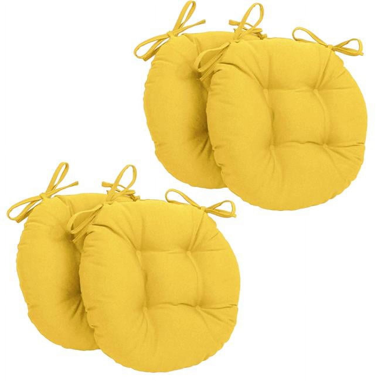 16 in. Solid Twill Round Tufted Chair Cushions, Sunset - Set of 4