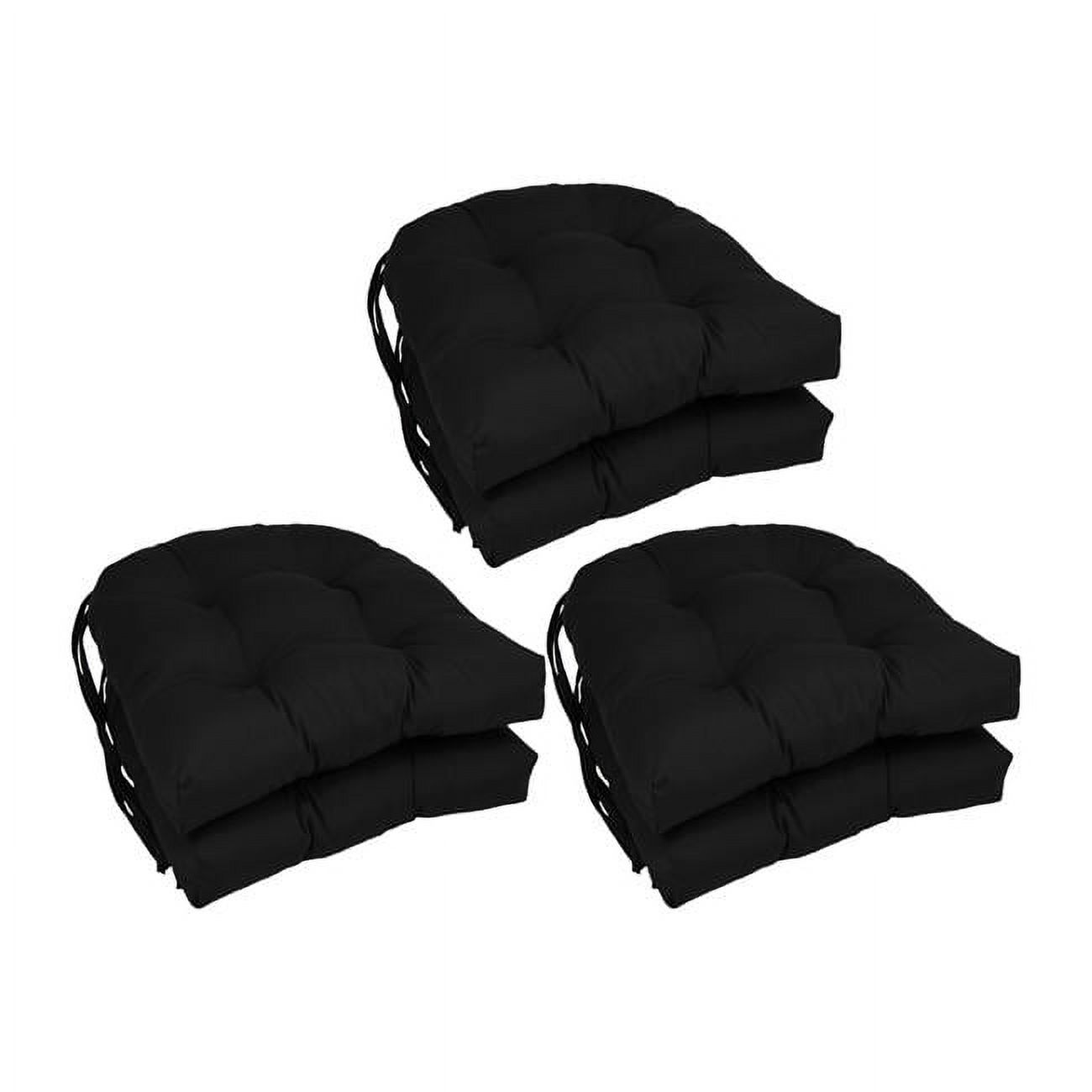 16 in. Solid Twill UShaped Tufted Chair Cushions, Black Set of 6