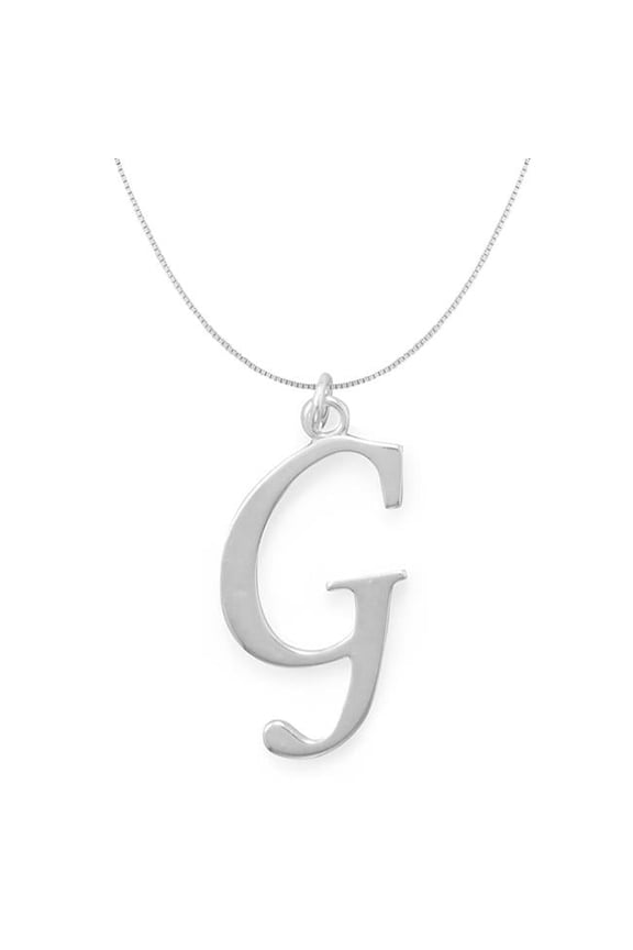 16 in. Sterling Silver Initial Letter G Pendant with 0.70 mm Thin Box Chain