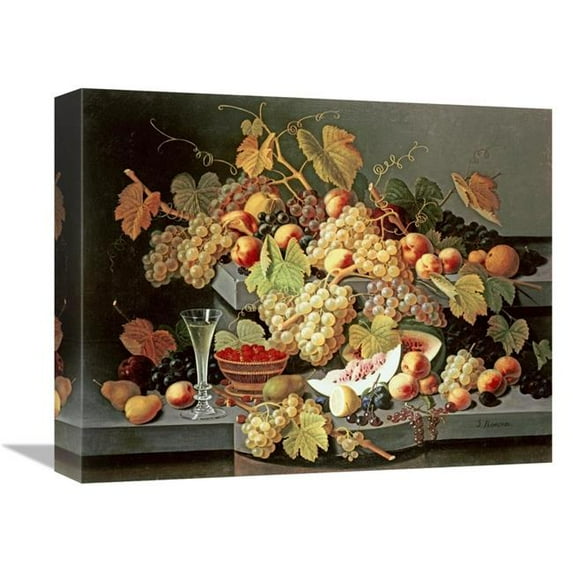 16 in. Still Life with Fruit & a Glass of Champagne Art Print - Severin Roesen