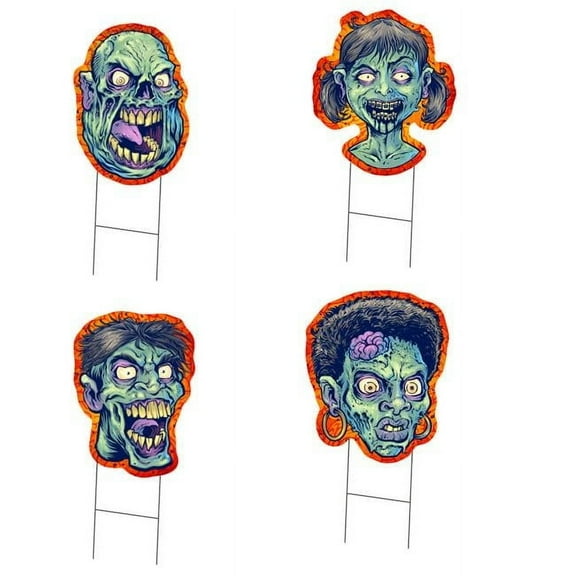 16 in. Tall Double Sided Yard Sign with Stake - Zombie - Pack of 4