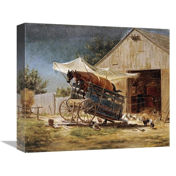 16 in. The Hay Thrasher Art Print - Edward Lamson Henry