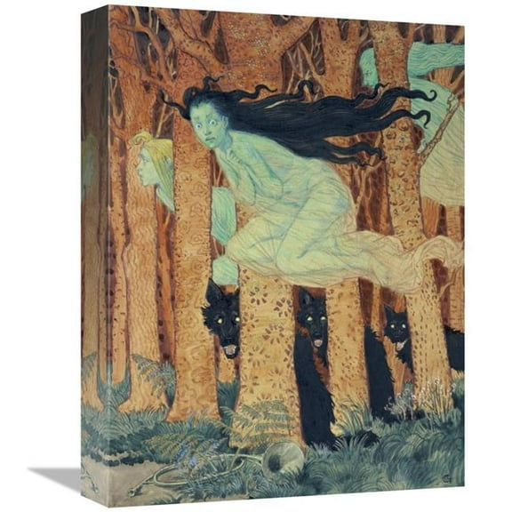 16 in. Three Women & Three Wolves Art Print - Eugene Samuel Grasset