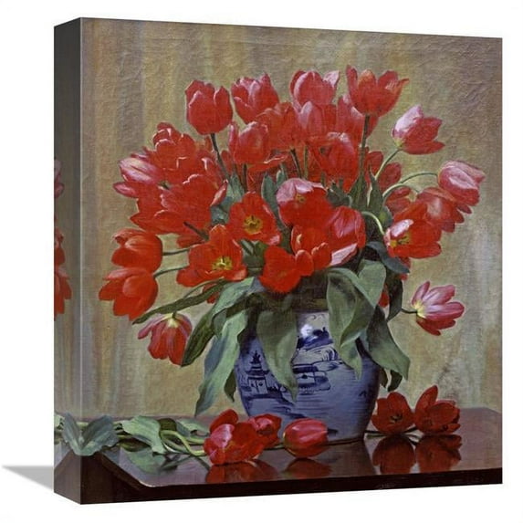 16 in. Tulips in a Porcelain Vase Art Print - Peter Johan Schou