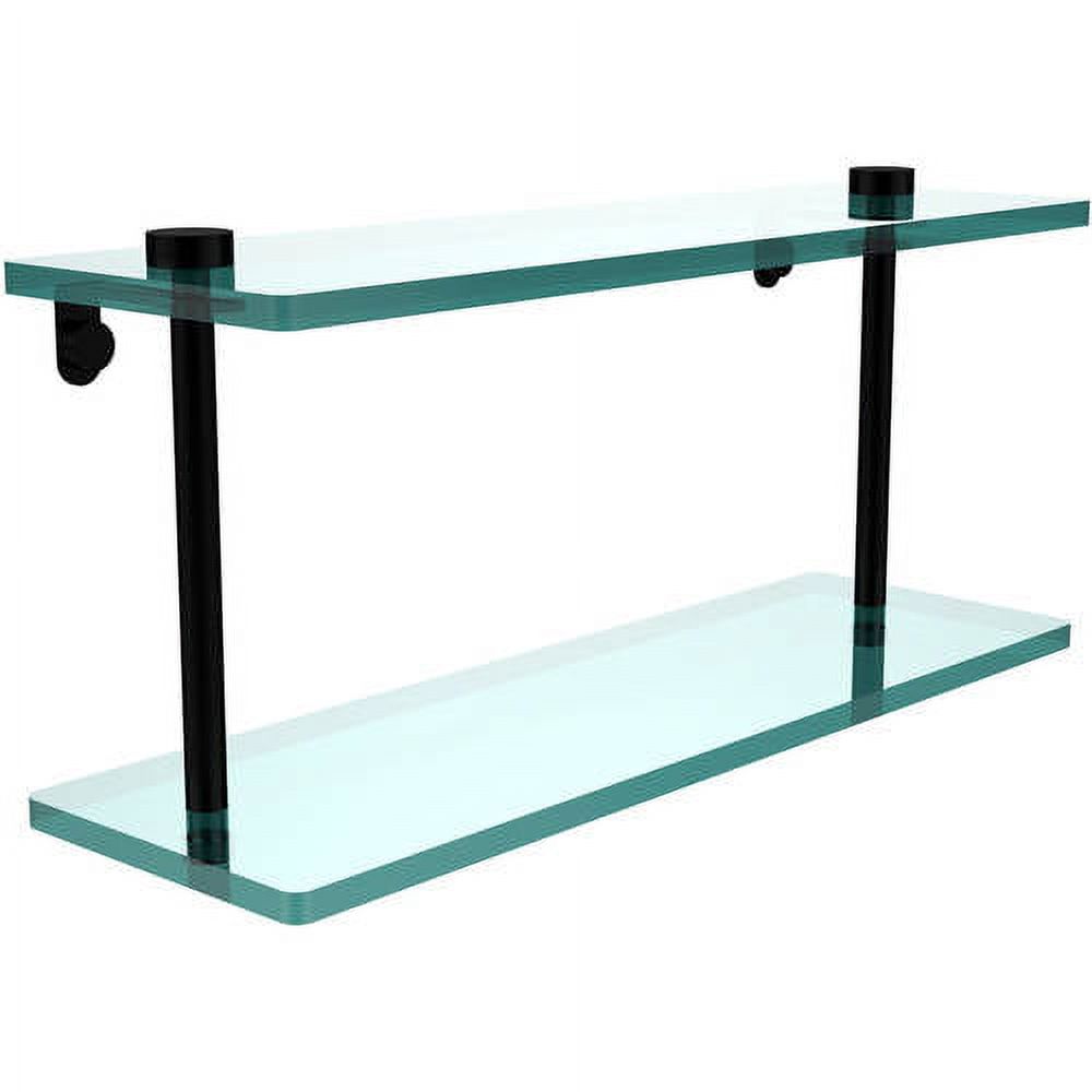 16in Two Tiered Glass Shelf in Matte Black