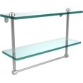 thumbnail image 1 of 16-in Two Tiered Glass Shelf with Integrated Towel Bar in Satin Chrome, 1 of 11
