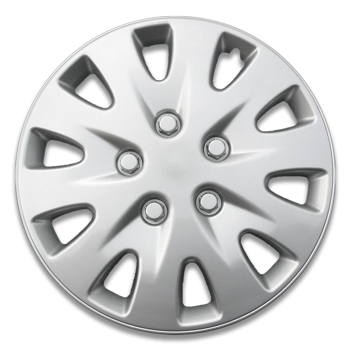 Auto Drive 16 Inch Silver Alloy Finish Hubcap Wheel Covers - Set of 4 - Fits Most Cars
