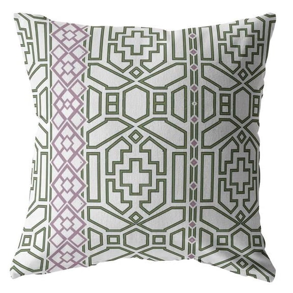 16 in. White Bird Maze Indoor & Outdoor Throw Pillow