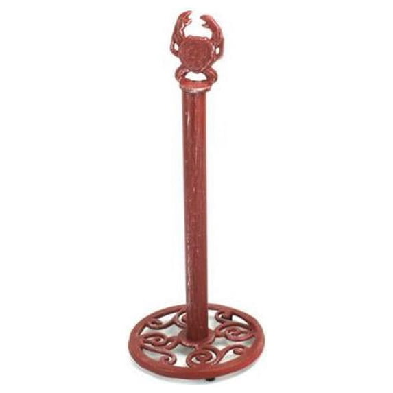 16 in. Whitewashed Cast Iron Crab Extra Toilet Paper Stand - Red