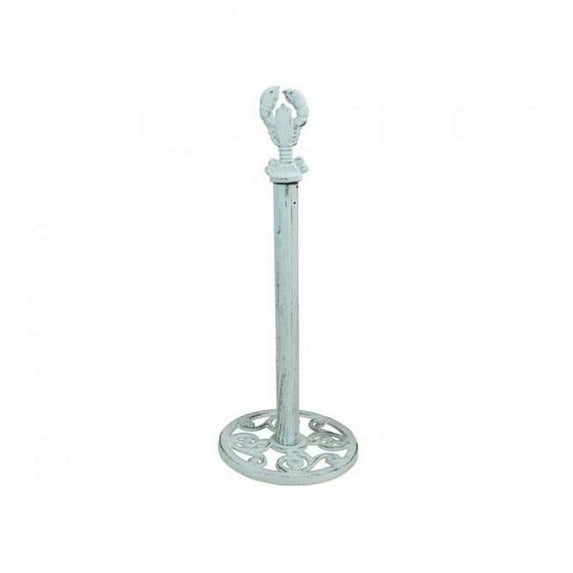 16 in. Whitewashed Cast Iron Lobster Extra Toilet Paper Stand - White