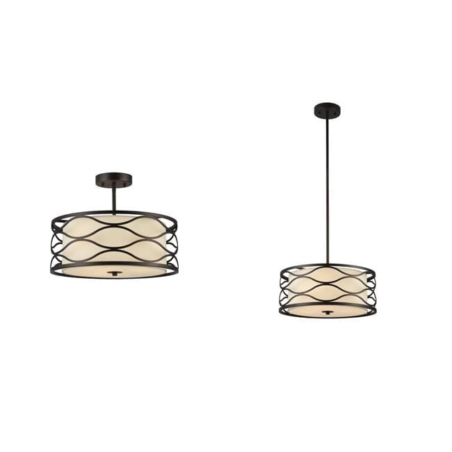 Gwen Transitional 3-Light Oil-Rubbed Bronze Semi-Flush Ceiling Fixture