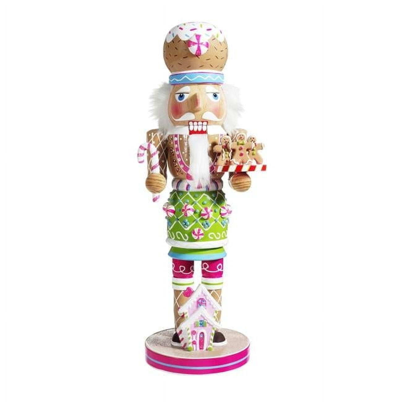 16-Inch Wooden Gingerbread Nutcracker with Candy Detailing