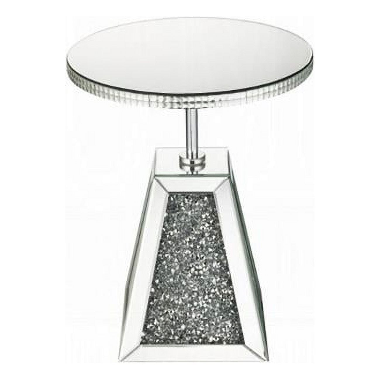 Elegant Round Wood & Glass Mirrored Accent Table