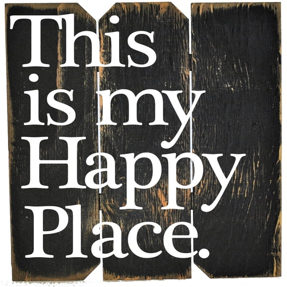 16 in x 16 in. "This is my Happy Place" by Rough Cut Décor Wood Wall Art
