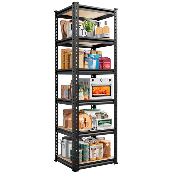 16 in x 16 in x 72 in,6-Tier Metal Storage Shelving Unit, 2250 lb Capacity, Square Boltless Rack,Black