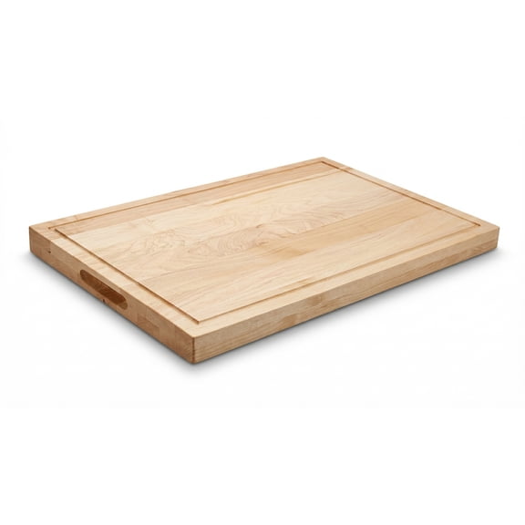 16 in. x 24 in. Maple Wood Cutting Board, Reversible with Juice Groove and Smooth Side, Thick Butcher Block Style Prep Board with Built-In Handles for Kitchen, BBQ, Meat Carving and Serving