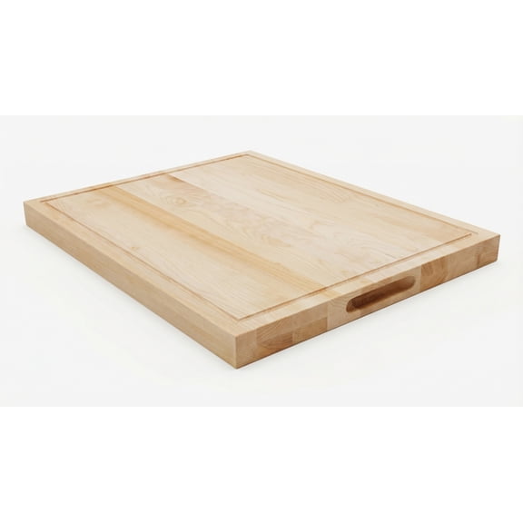 16 in. x 24 in. Maple Wood Cutting Board, Reversible with Juice Groove and Smooth Side, Thick Butcher Block Style Prep Board with Built-In Handles for Kitchen, BBQ, Meat Carving and Serving