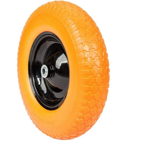 16 inch 4.80/4.00-8 Flat Free Wheelbarrow Tire, 3.5-6" Hub Solid Foamed 5/8 & 3/4 Axle Cart Wheelbarrow Wheel Flat Free, 4.00-8 Airless Tire for Cart Garden Patio Use