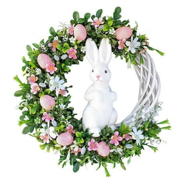 16 inch Acrylic Easter Wreath with Pastel Eggs Artificial Easter Egg Wreath for Front Door Spring Door Wreath Easter Decorations for Home
