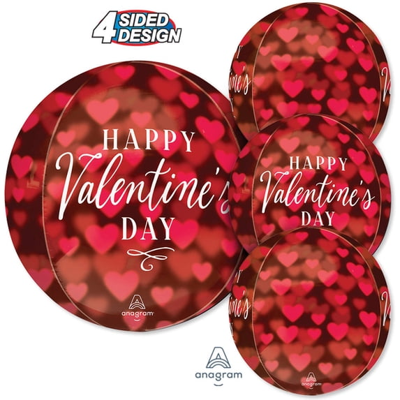 16 inch Anagram Happy Valentine's Day Romantic Glow Hearts Orbz Foil Mylar Balloon - Party Supplies Decorations