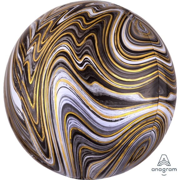 16 inch Black Marblez Orbz Anagram Foil Mylar Balloon - Party Supplies Decorations