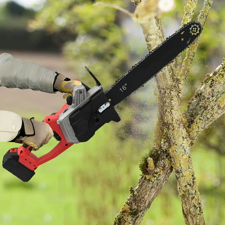 16 inch Power Cordless Electric Chainsaw Rechargeable Battery Operated Wood Cutting Trimming Walmart