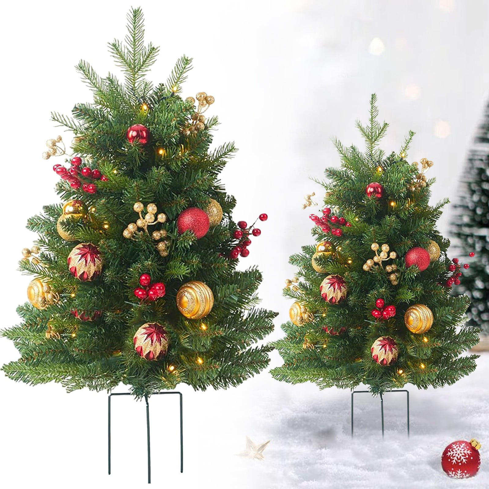 16 inch Christmas Tree Flocked Xmas Tree with 70 LED Lights & 8 Modes