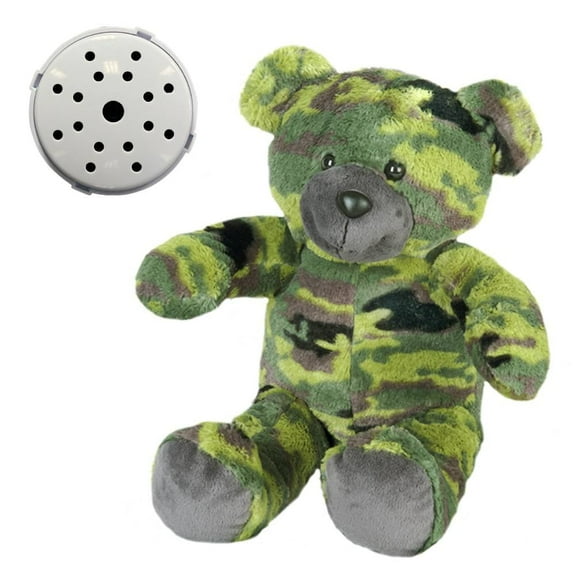 16 inch G.I. Camo Bear Plush Toy with Recorder Device for Kids, Military Themed Plush Toy
