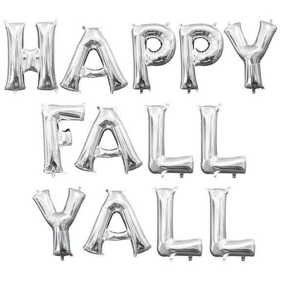 16 inch Happy Fall Yall - Anagram Letters Kit (Air-Fill Only) Foil Mylar Balloon - Party Supplies Decorations