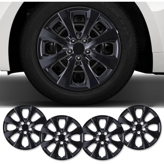 16 inch Hubcap,2020 2021 2022 2023 2024 2025 2026 Toyota Corolla Style Wheel Cover,4 Double Spoke Style aftermarket replacement for 42602-02540,Black Lacquer 4PCS
