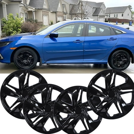 16 inch Set of 4 Wheel Covers Hubcaps Fits for Honda Civic Sedan 2016-2025,Only Fit Iron Hub-Steel Wheel,Black Lacquer