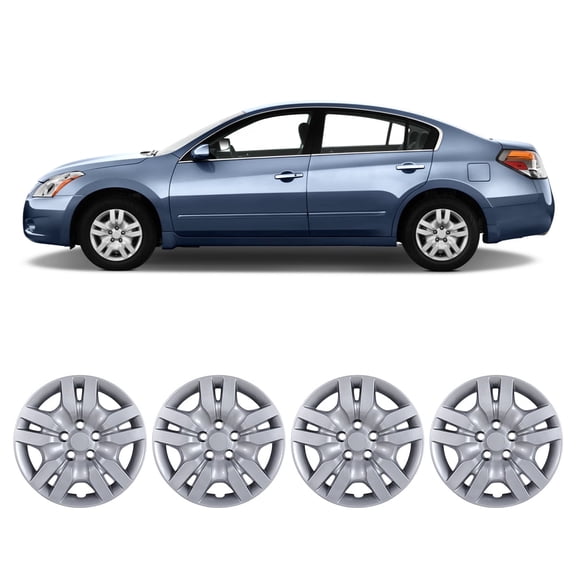 16 inch Hubcaps for 2007-2012 Nissan Altima Sedan and 2008-2009 Nissan Altima Coupe, PP Wheel Rims Cover, Bolt-On Sliver Lacquer (4 Pieces)