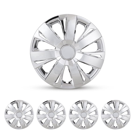 16 inch Hubcaps for 2011-2018 Volkswagen Jetta, ABS+PC Wheel Rim Cover, Snap-On Chrome(4 Pack)