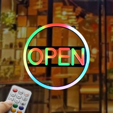 Kanayu LED Open/Closed Sign With Push/Pull Stickers - 23x14 Inch Business Sign Set For Stores