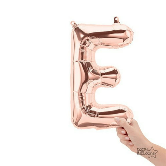 16 inch Letter E - Northstar - Rose Gold (Air-Fill Only) Foil Mylar Balloon - Party Supplies Decorations