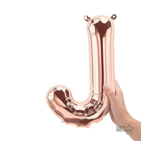 16 inch Letter J - Northstar - Rose Gold (Air-Fill Only) Foil Mylar Balloon - Party Supplies Decorations
