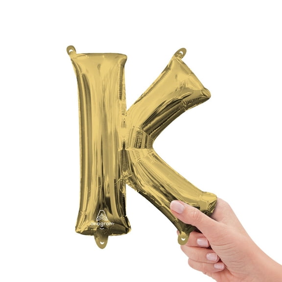 16 inch Letter K - Anagram - White Gold (Air-Fill Only) Foil Mylar Balloon - Party Supplies Decorations