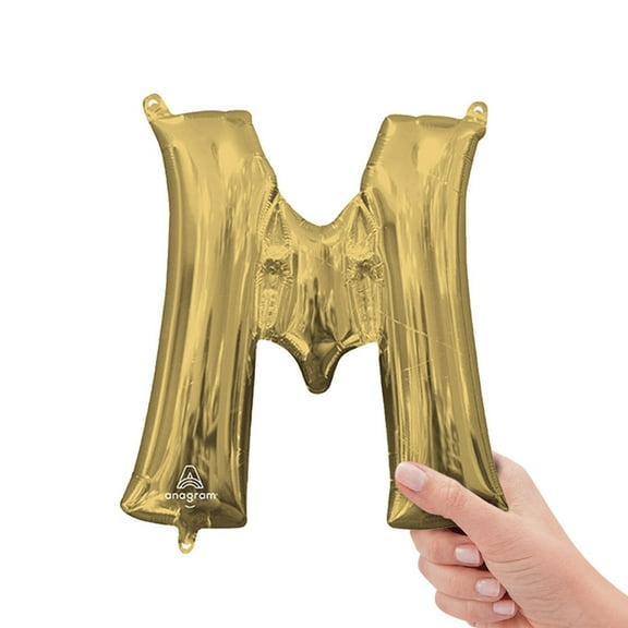 16 inch Letter M - Anagram - White Gold (Air-Fill Only) Foil Mylar Balloon - Party Supplies Decorations