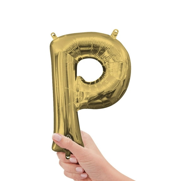 16 inch Letter P - Anagram - White Gold (Air-Fill Only) Foil Mylar Balloon - Party Supplies Decorations