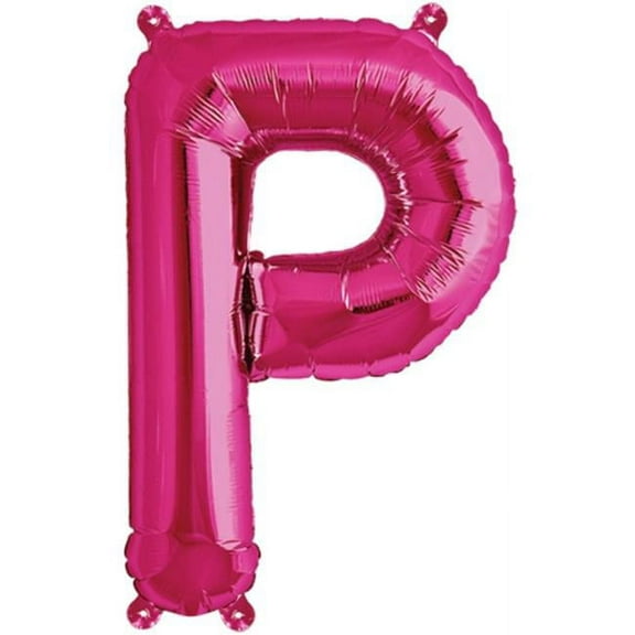 16 inch Letter P - Northstar - Magenta (Air-Fill Only) Foil Mylar Balloon - Party Supplies Decorations